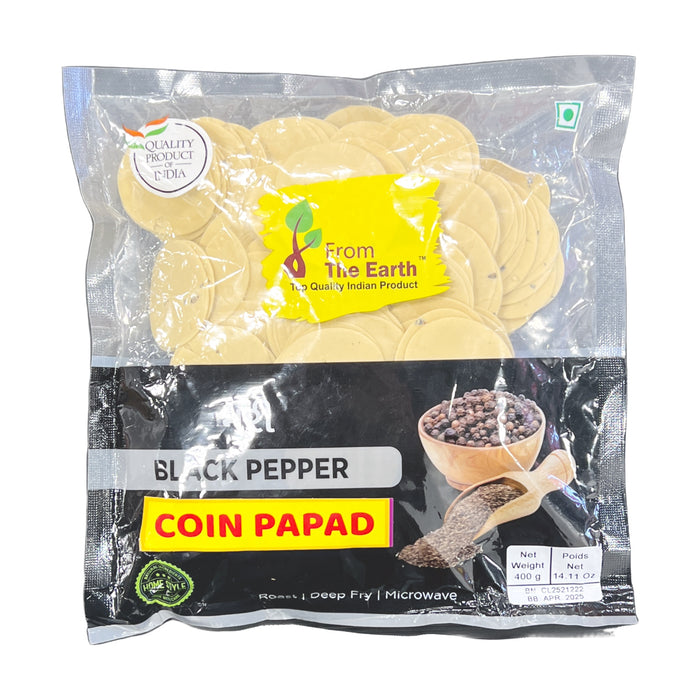 From The Earth Black Pepper Coin Papad 400g