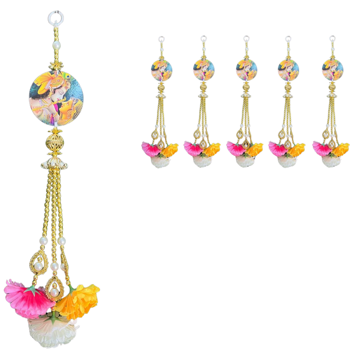 Flower And Beads Hanging Radha-Krishna