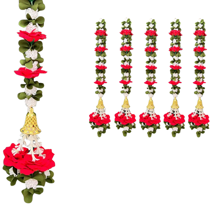 Flower And Leaf Hanging Ladi Red & Green