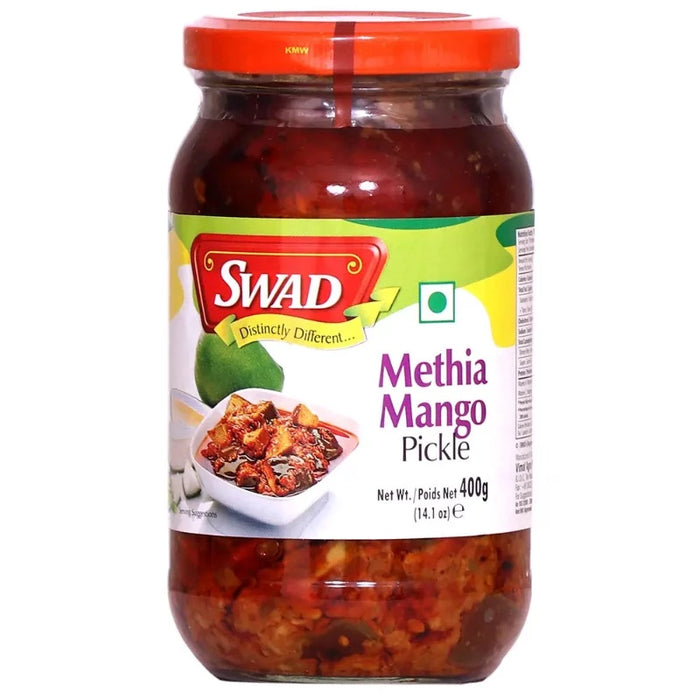 Swad Methia Mango Pickle jar available at Spice Divine, Indian Supermarket in Canada