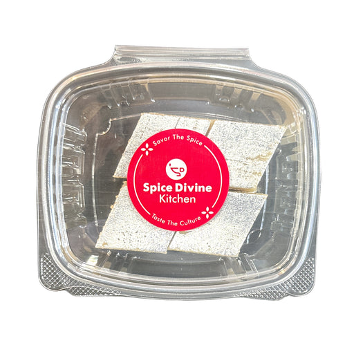 Divine Sweets Kaju Katli Small — diamond-shaped cashew sweets arranged neatly