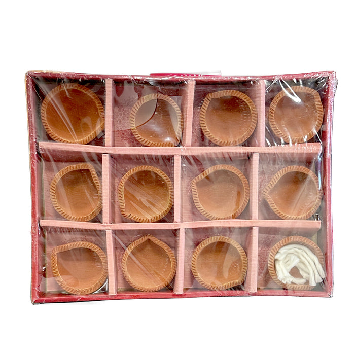 Shree Krishna Clay Plain Diya set 12pcs