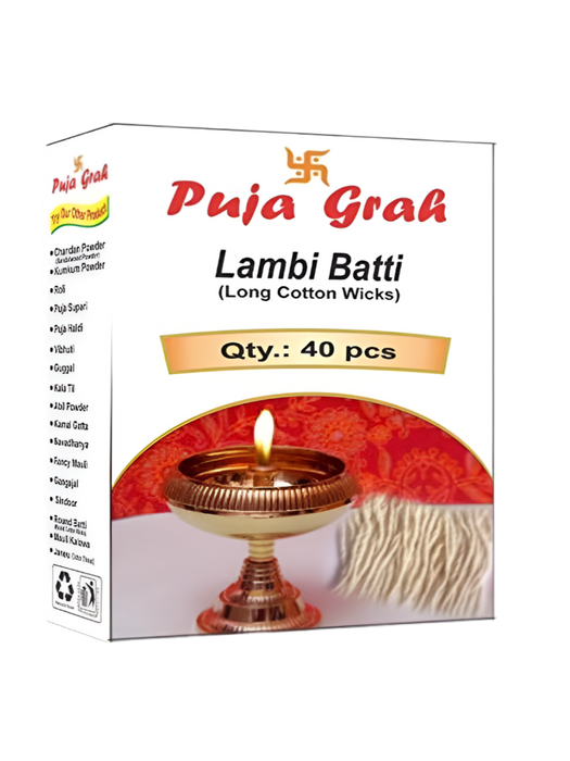 Puja Greh Lambi Batti (Long Cotton Wicks) 40Pcs