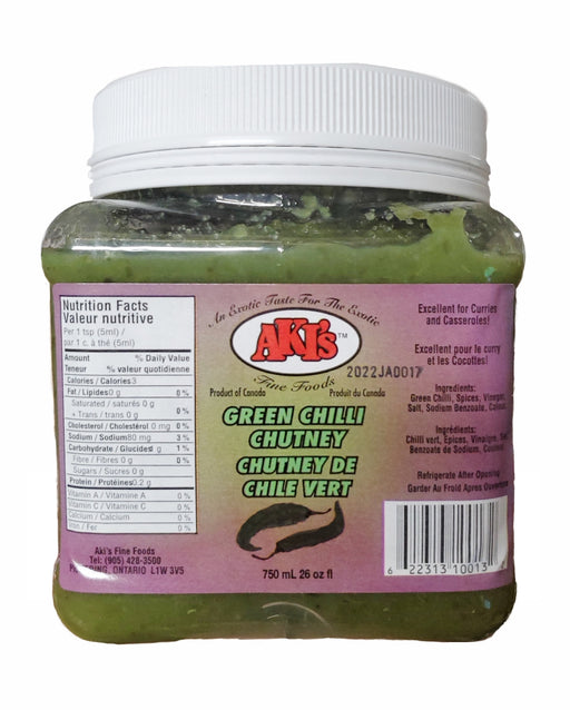 Aki's Green Chilli Chutney 750ml - Chutney - kerala grocery store in canada