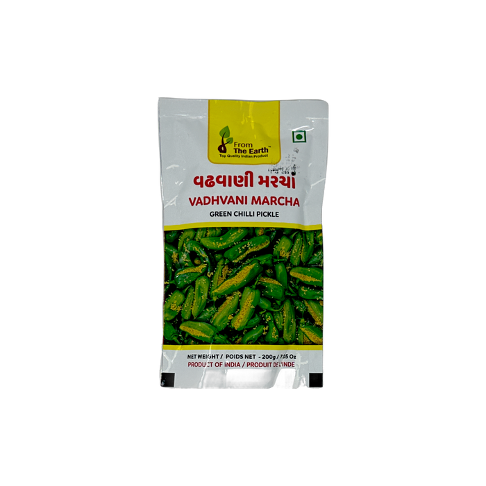 From The Earth Green Chilli Pickle (Vadhvani Marcha) 200g