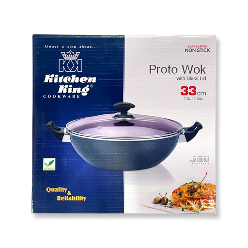 Kitchen King (Non-Stick) Wok with Glass Lid - Utensils | indian grocery store in vaughan