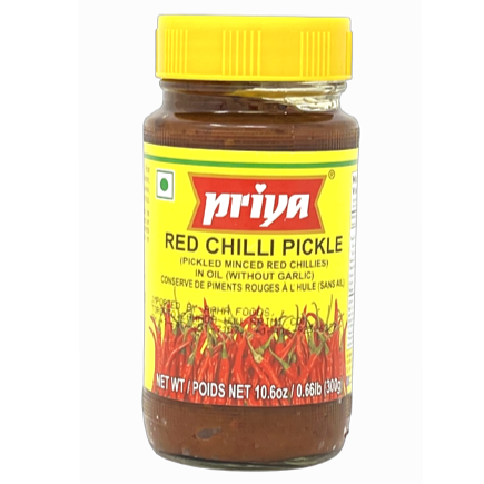 Priya Red Chilli Pickle (No Garlic) 300g - Pickles - bangladeshi grocery store near me