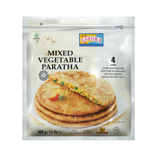 Ashoka Frozen Mixed Vegetable Paratha 400gm (4pc) - Frozen - the indian supermarket
