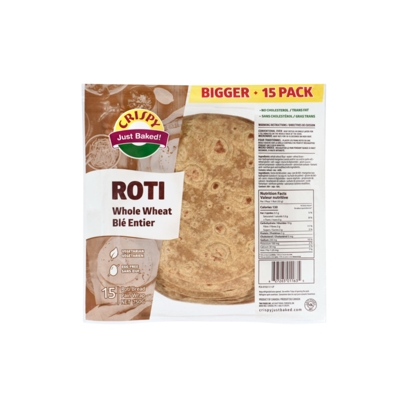 Crispy Whole wheat Roti (15 pcs) 750g — Spice Divine