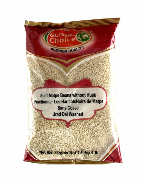 Global Choice Split Matpe Beans without Husk 1.8kg ( Urad Dal Washed 4lb) - Lentils | indian grocery store in kitchener
