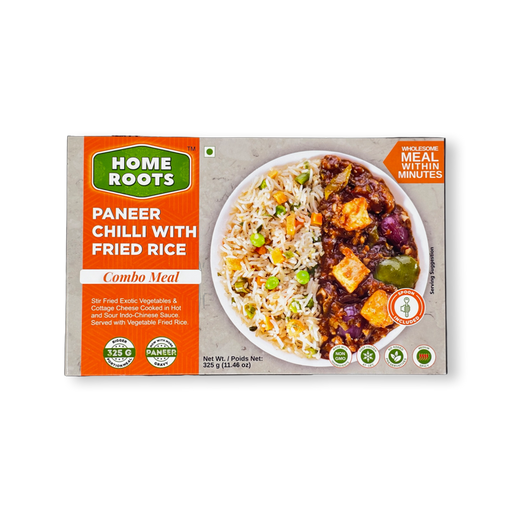 Home Roots Paneer Chilli With Fried Rice Combo Meal 325g - Frozen - bangladeshi grocery store near me