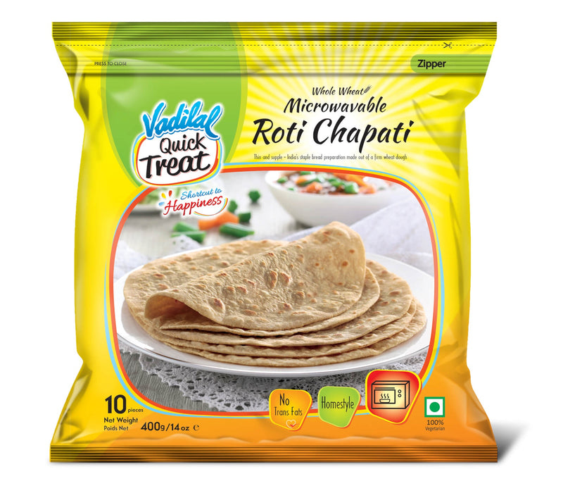 Vadilal Whole Wheat Roti Chapati (Microwavable) 400g (10 pcs)