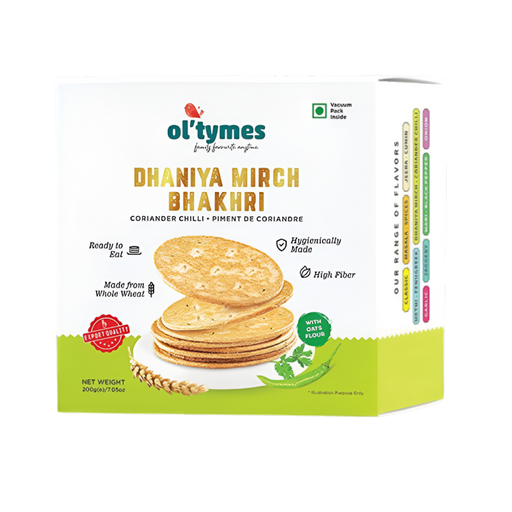 Oltymes Dhaniya Mirch Bhakhri (Corriander-Chilli) 200g - Snacks | indian grocery store in cornwall