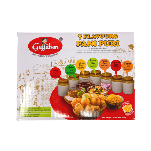 Gujjuben Pani Puri (7 flavours) 360g - Ready To Eat - Spice Divine