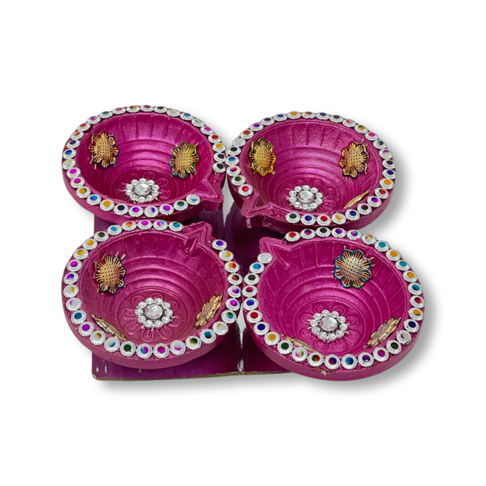 Diya Set of 4 Without Wax - Prayer (Pooja) | indian grocery store in Montreal
