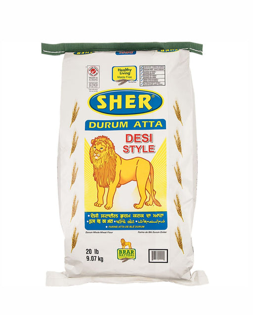 Sher Flour Durum Atta Desi Style 9.07kg (20lb) - Flour | indian grocery store in north bay