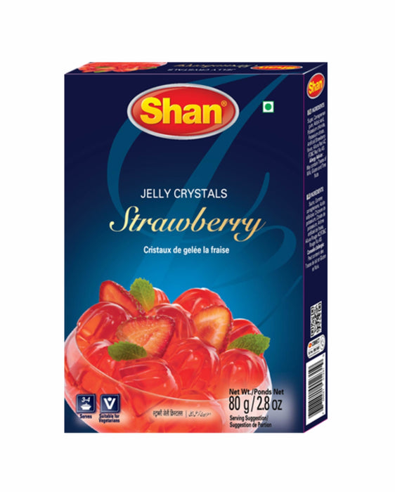 Shan Jelly Crystals Strawberry 80g - Dessert Mix - pakistani grocery store near me