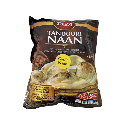 Taza Tandoori Garlic Naan 1kg (8pc) - Frozen - kerala grocery store in toronto