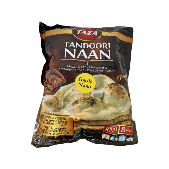 Taza Tandoori Garlic Naan 1kg (8pc) - Frozen - kerala grocery store in toronto